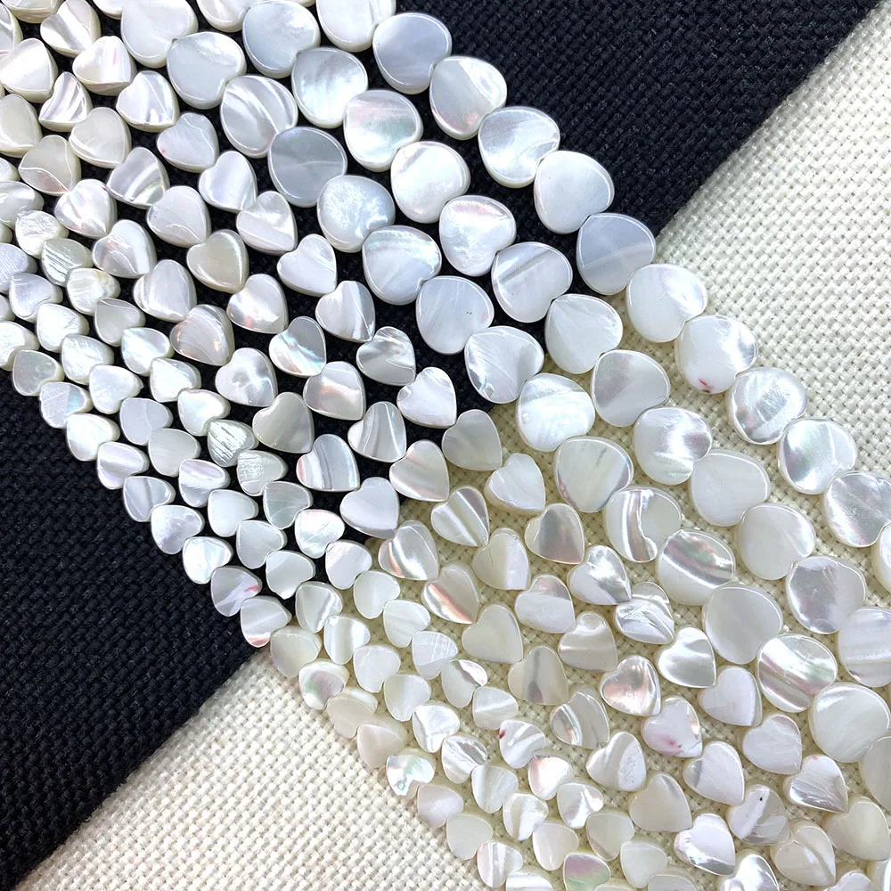 Natural Shell Beads Heart-shaped Mother-of-pearl Beads for DIY Jewelry Making Necklace Bracelet Earring Accessories Size 6-12mm