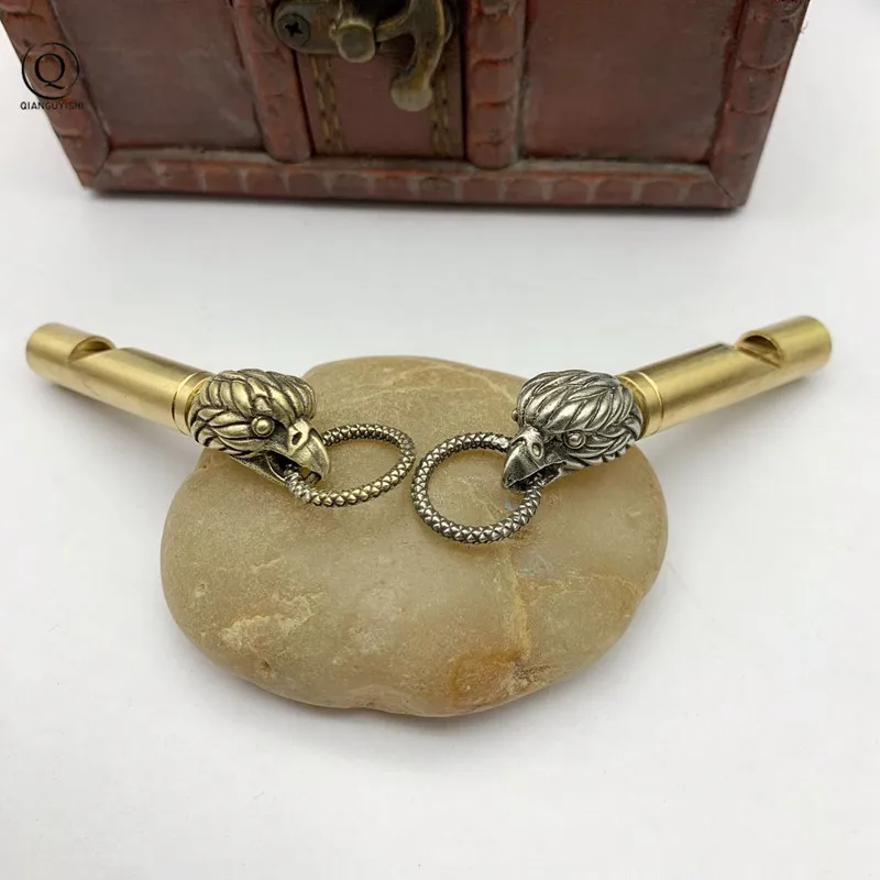 Reinem Messing Outdoor Eagel Kopf Pfeife Schlüsselring Hängen Schmuck Kupfer Ausbildung Hohe Pitch Pfeifen Anhänger Geschenke Schlüssel Kette Ring