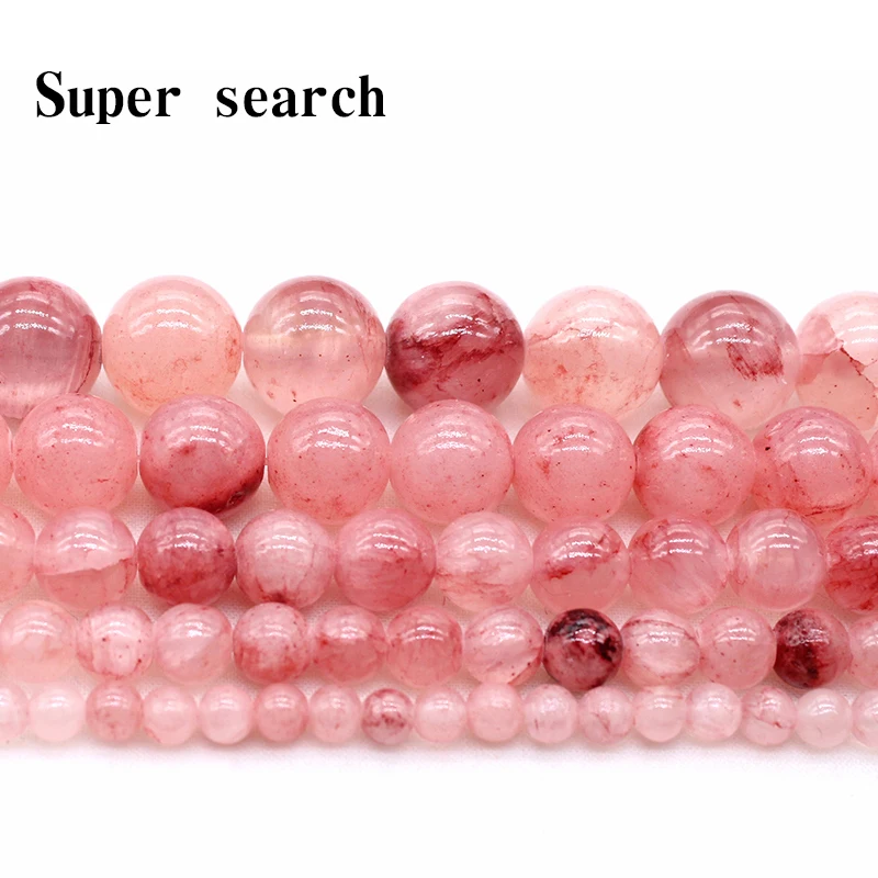 Natural Round Beads Red Multicolor Stone Loose Beads For Jewelry Making 15