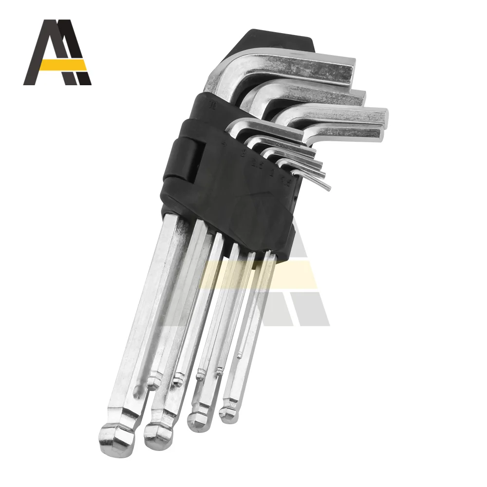 1 Set Allen Key Set Hex Wrench Screwdriver Set Standard Hexagon Spanner Ball End Torx Star Keys Tool L Type 9Pcs Hand Tools Kit