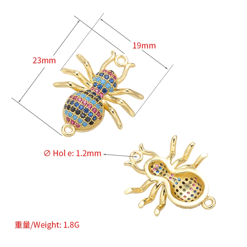 ZHUKOU 19x23mm spider animal bracelet connector for women handmade DIY bracelet jewelry Accessories making findings model: VS444