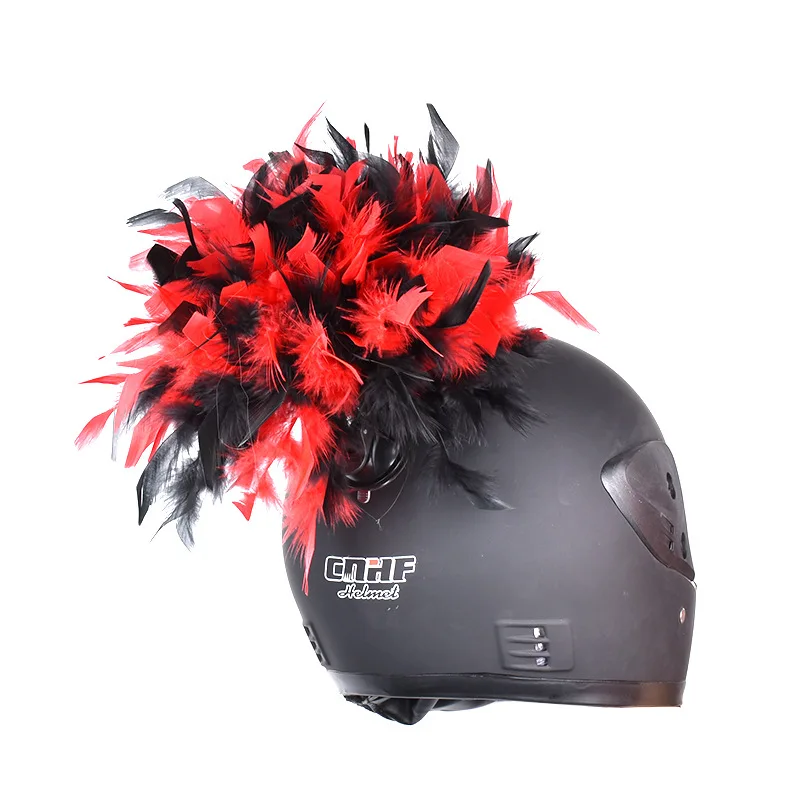 New Fashion Motorcycle Helmet Decorative Personality Feather Unisex Motocross Racing Helmet Cool Trending Decoration Punk Style