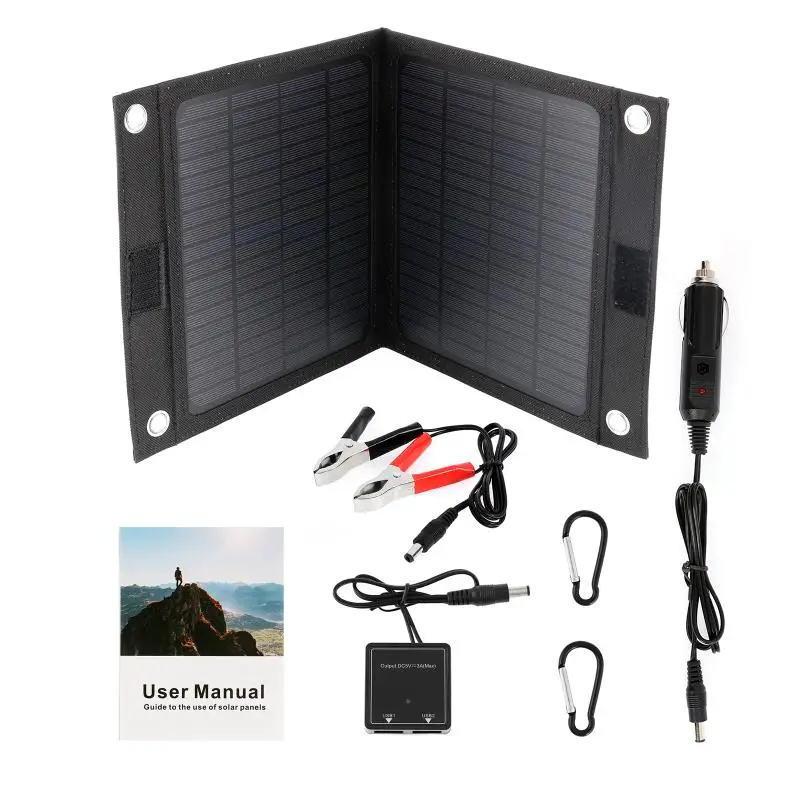 12V Portable 50W Folding Solar Cells Charger Foldable Solar Panel+10A-60A Solar Charger Controller For Mobile Phone Outdoor Use