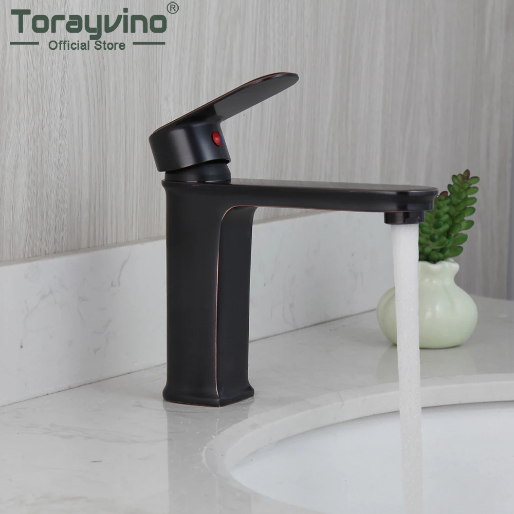 

Torayvino Oil Rubbed Black Bathroom Faucet Basin Sink Deck Mouted Single Handle Faucet Bathtub Washbasin Mixer Water Tap