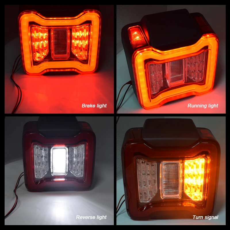 2PCS Auto LED Rücklicht Montage Für Jeep Wrangler JK 2007-2017 DRL Rot Rauch Bremse Reverse blinker Hinten Schwanz Lampe 12V