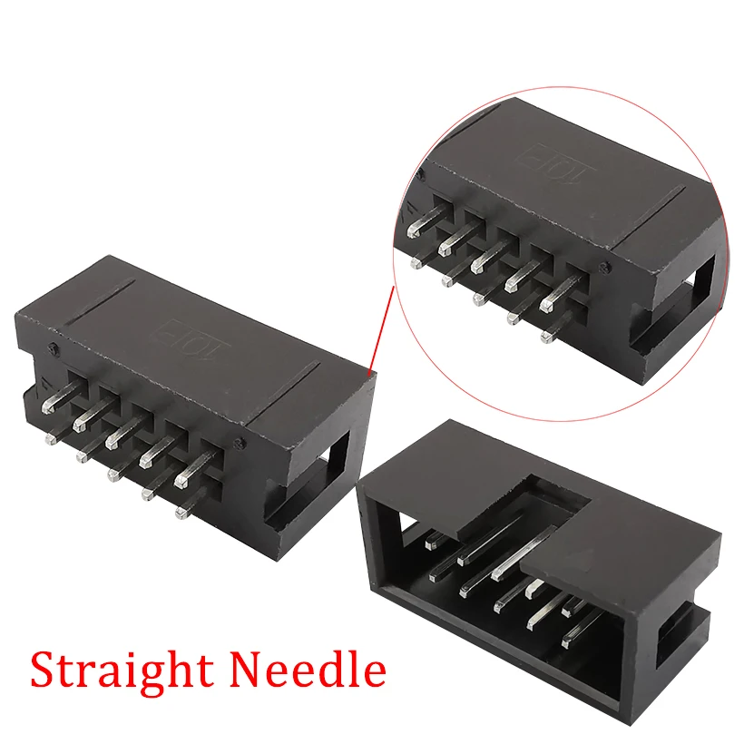 10Pcs IDC Box Header 6/8/10/12/14/16/18/20/24/26/30/34/40/50Pin Connector IDC Sockets 2.54mm Pitch Dual Row Straight DC3 Sockets