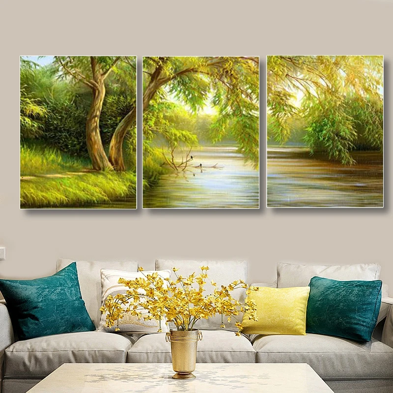 

Spring Scenery 3 Pieces diamond painting green trees Natural Landscape diamond picture full square round diamond embroidery