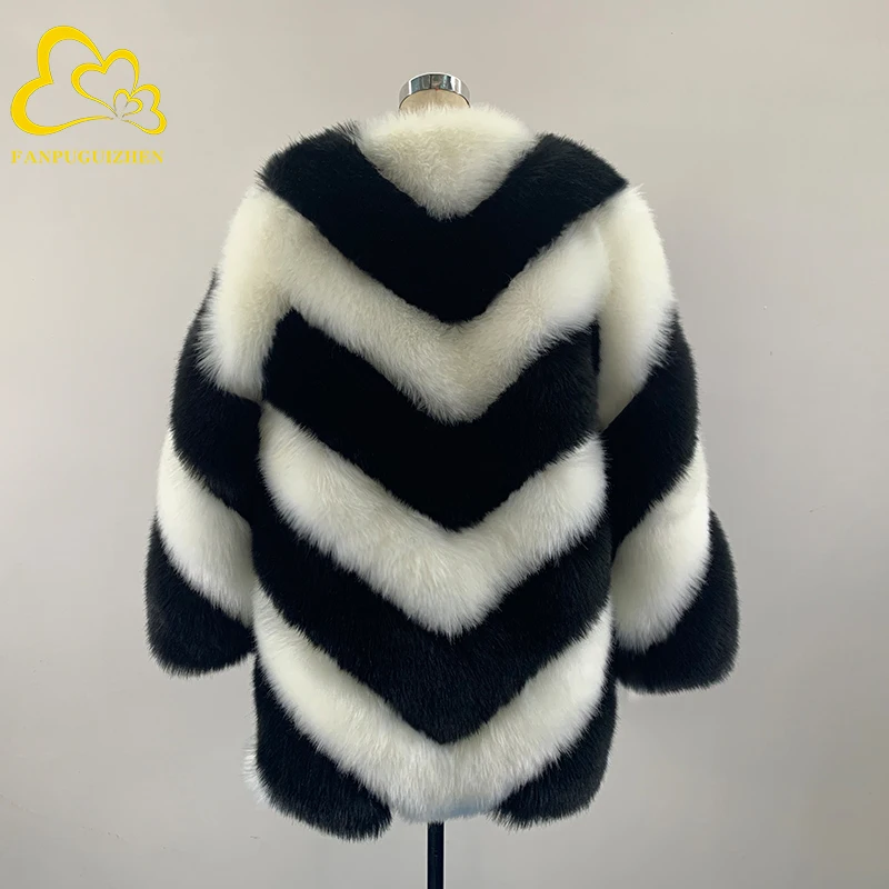 Fashion Faux Fox Fur Coat Women Winter Clothes Socialite Style High end Warm Casual Fur Jackets Women Tops