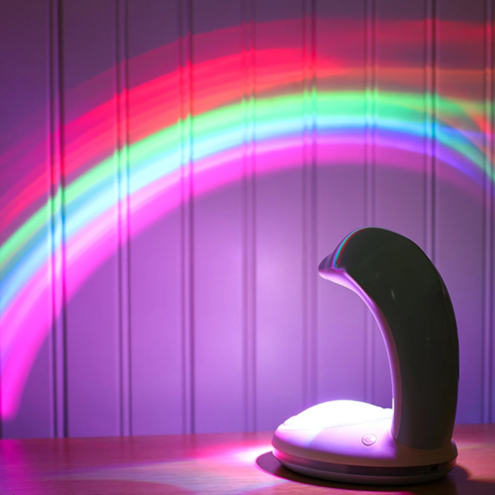 Planetarium Children Night Light Decorative Rainbow Light for The Bedroom 3.7V 1200mAh Cartoon Dolphin Shape Projector