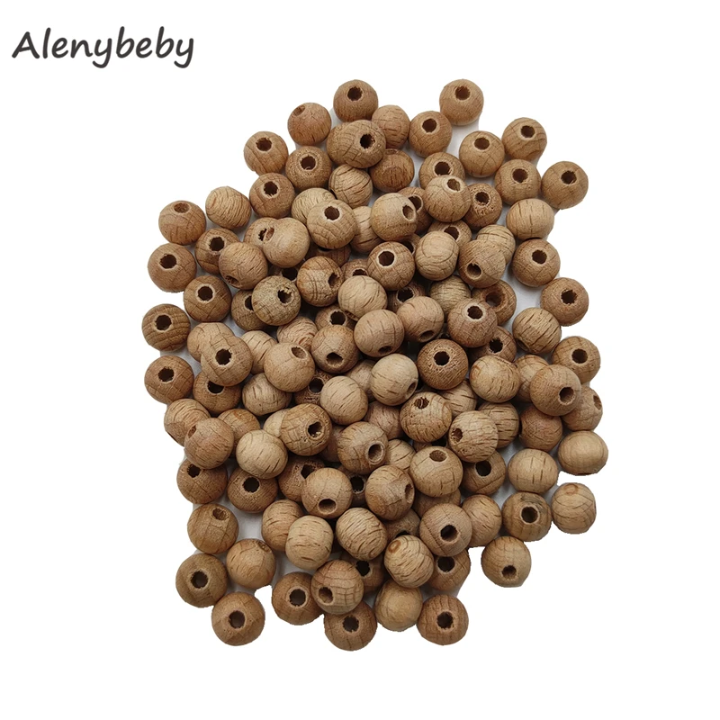 Natural Unfinished Beech Wood Round Beads teether 8mm Loose Balls Spacer Wooden Beads for Jewelry Making DIY Crafts Ornaments