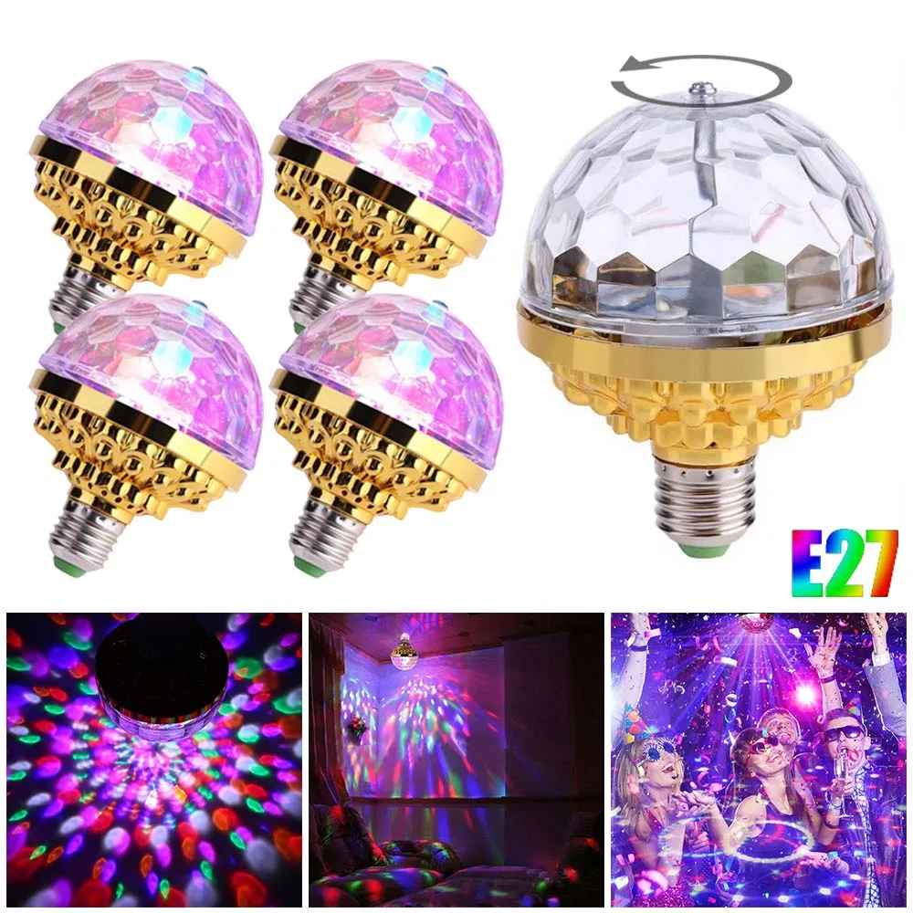 6W E27 RGB LED Bulb Auto Rotating Crystal Ball Disco Light 85-265V Stage Atmosphere Lamp lampara Christmas Party Indoor Lighting