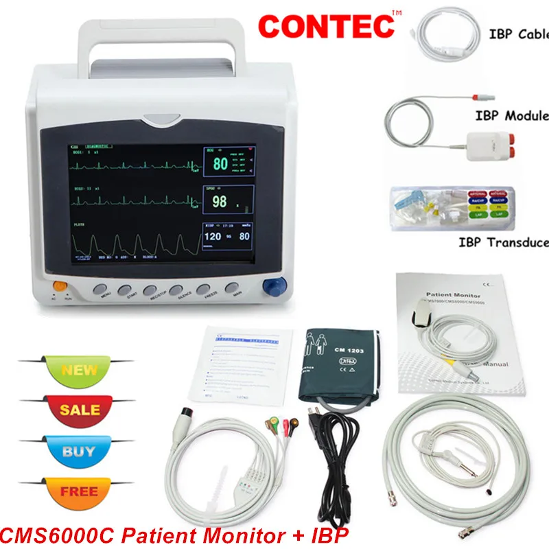 

CONTEC Patient Monitor ICU CCU Vital Signs Monitor With IBP,ECG NIBP SPO2 PR RESP TEMP Free Thermometer