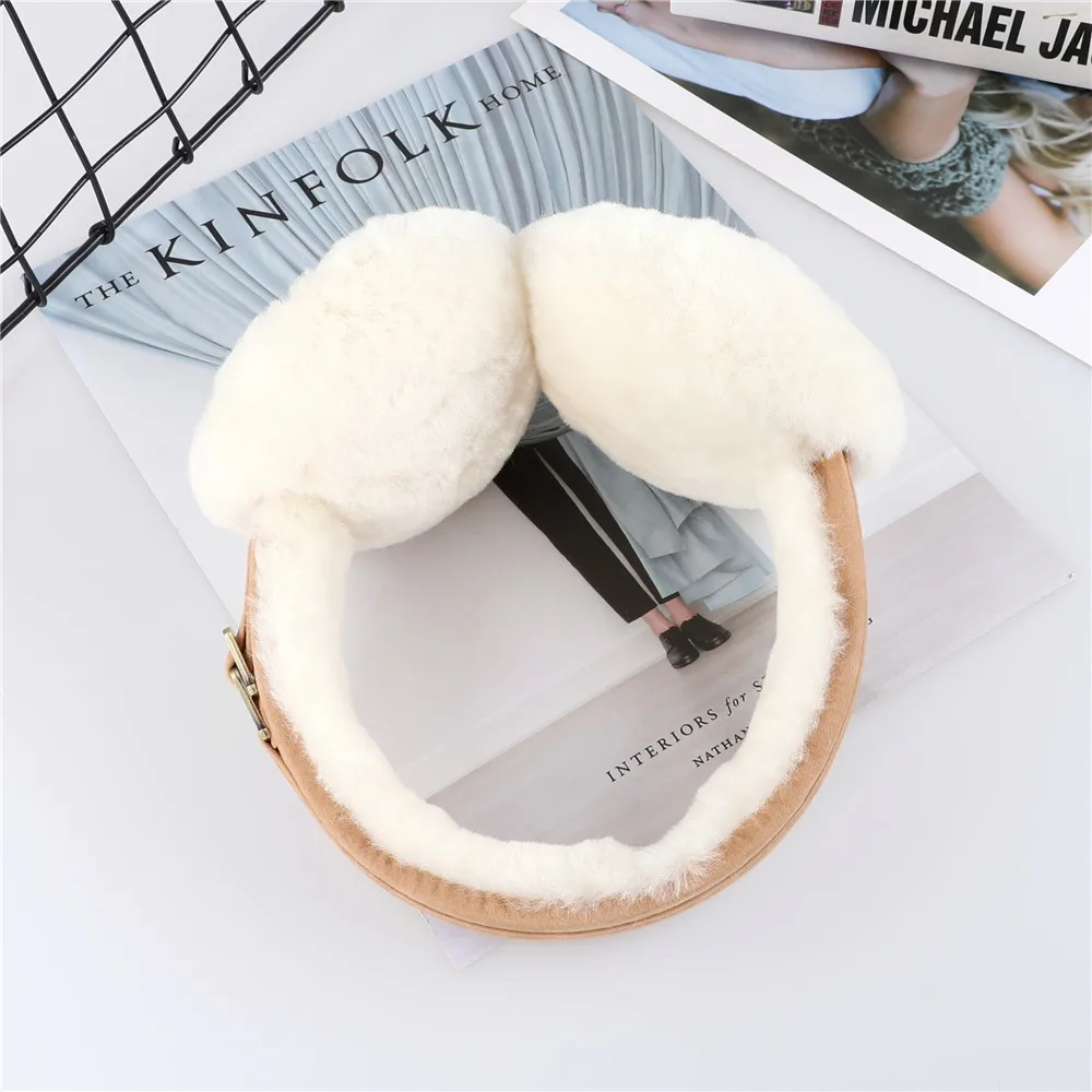 Earmuffs de lã shearling para mulheres e meninas, earflap de pelúcia unissex, hairbands quentes para senhoras, inverno