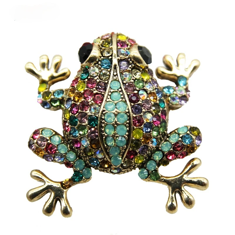 Creative Exaggeration Frog Brooch Personality Inlay Zircon Men's and Women's Brooch Trendy Hip Hop April Fool's Day Jewelry Gift