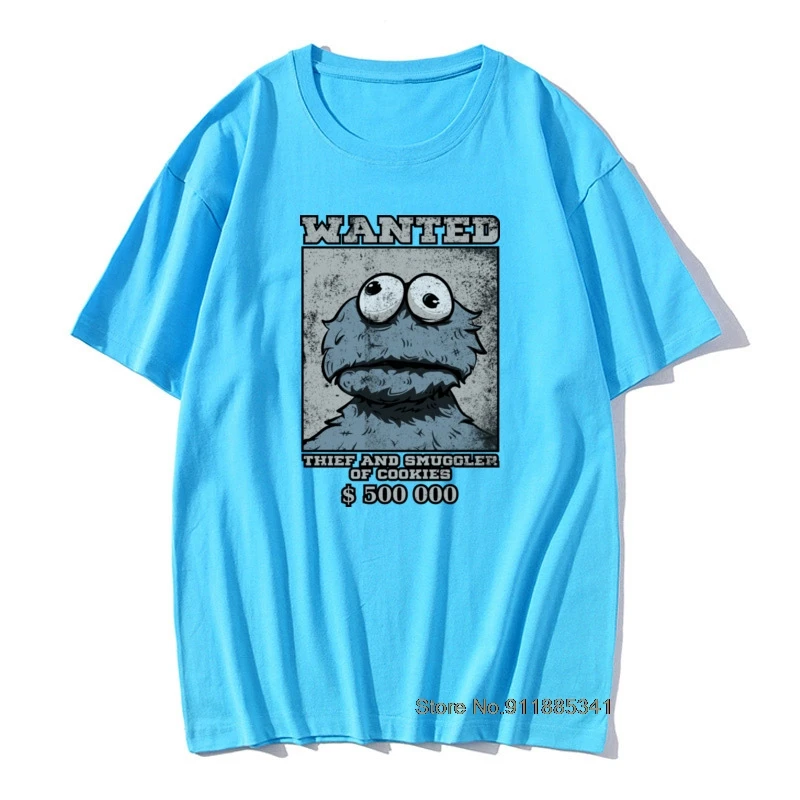 T Shirt Men Funny Cookie Monster T-shirt Male Coupons Camisa Tops TShirt Crewneck Summer/Autumn 100% Cotton Tee Graphic