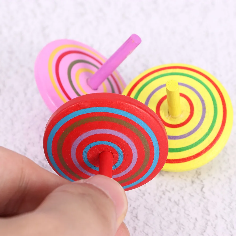 3Pcs Hot Sale Funny Spinning Top Multi-color Wooden Spinning Top Toys Children\'s Leisure Hand Spinning Toys For Kid Gift