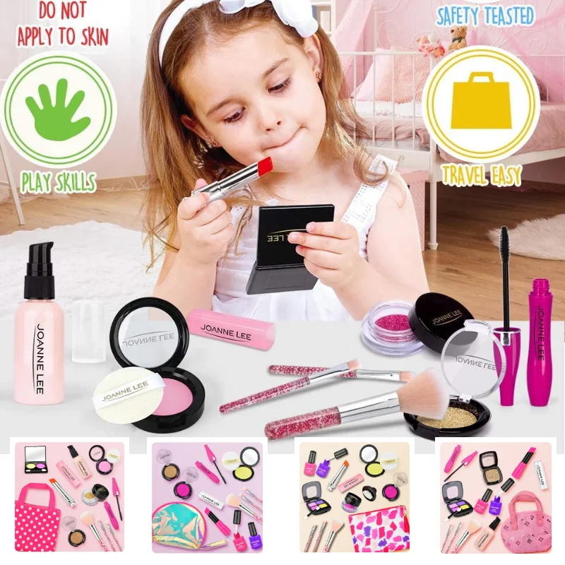 Ragazza fai finta di giocare trucco giocattolo simulazione cosmetici Set trucco rosa principessa bellezza plastica Play House Toy rossetto ombretto