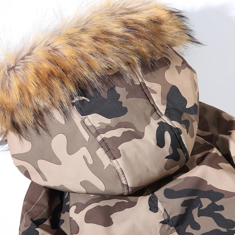 Fashion Fur Collar Winter Jacket Men Camouflage Military Velvet Thick Parka Men Long Trench Coat Outwear Windbreaker Warm Jacket