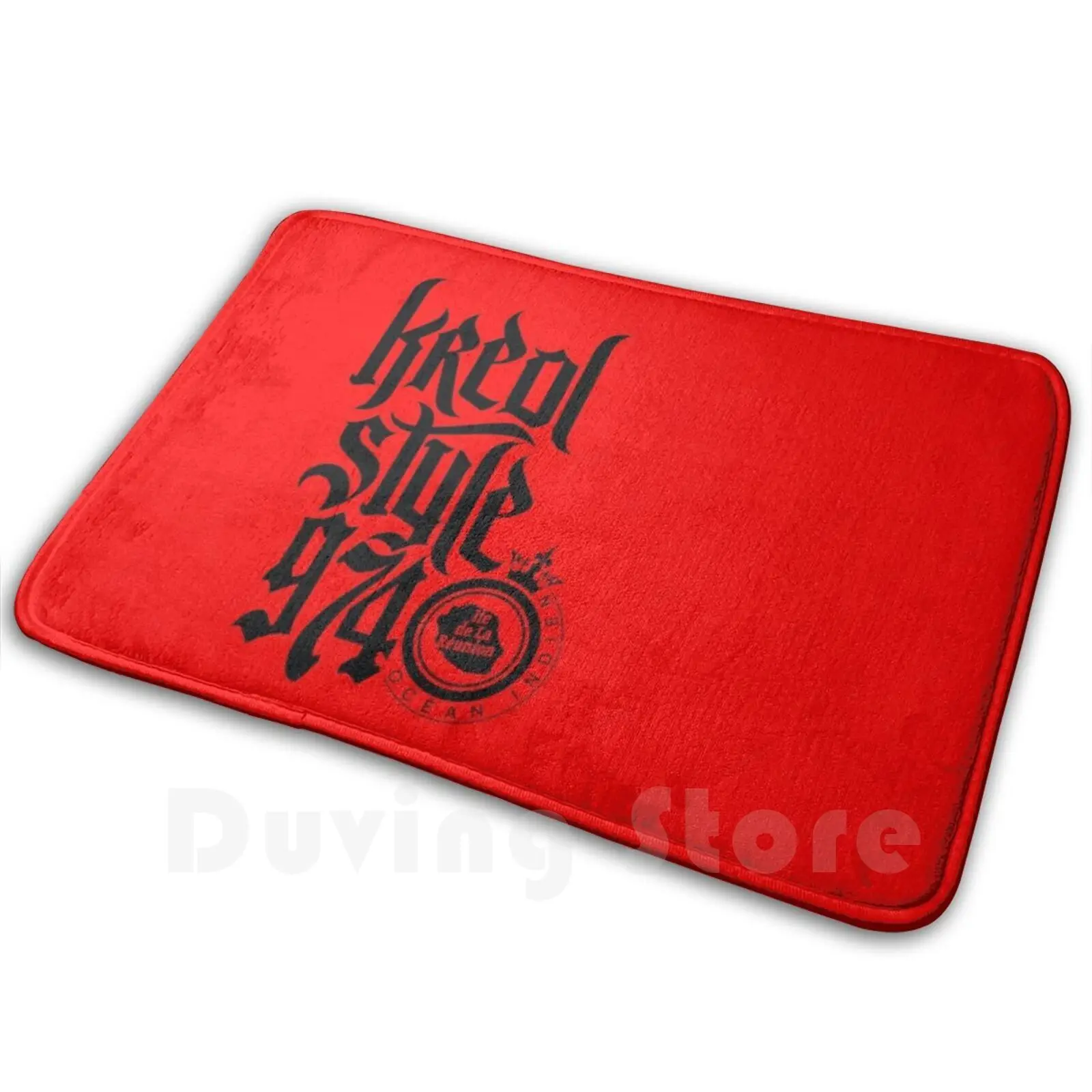 Kreol Style 974-Black Logo Carpet Mat Rug Cushion Soft Non-Slip 974 Logo 974 Creole Reunionnais Reunion Island Reunionese