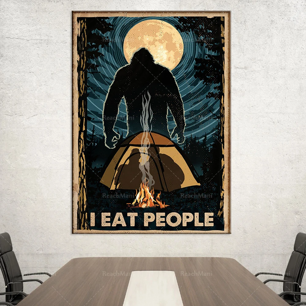 Sasquatch Bigfoot Poster Camping Lovers Campers Life Home Decoration Wall Art Poster