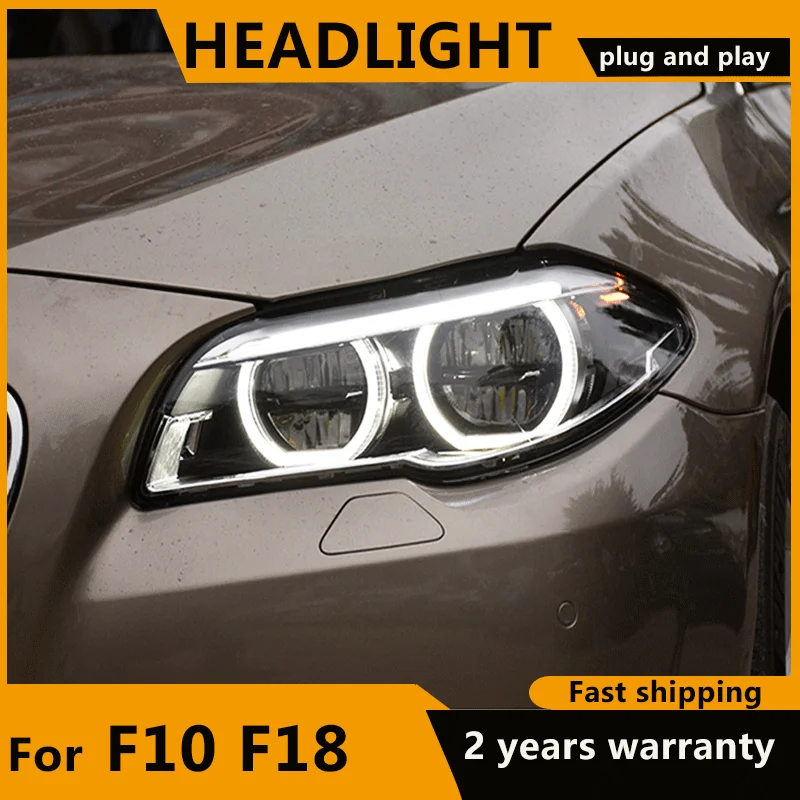 LED Head Lamp for BMW F10 F18 Headlights 2010-2017 520i 525i 530i 535i 540i F11 All LED Angel eye Headlight DRL Auto Accessories