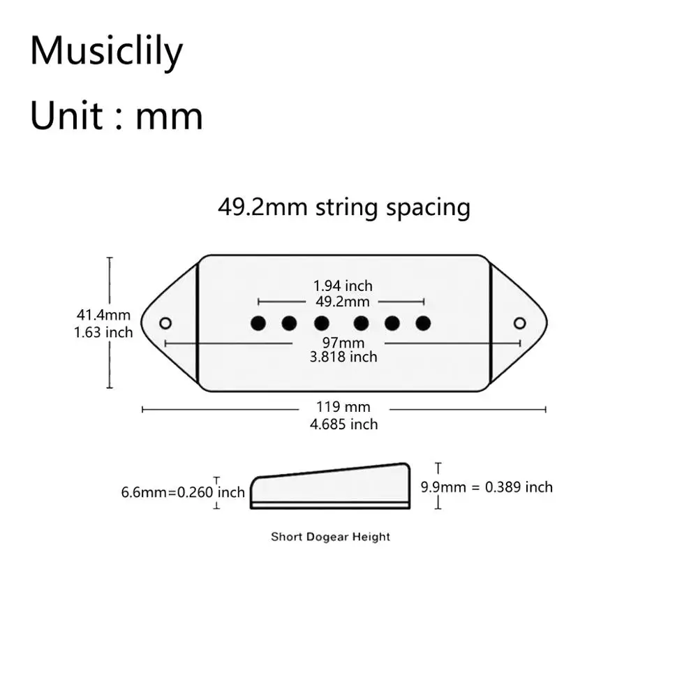 Musiclily Pro 49.2mm P90 Dog Ear Short/Low Neck Position Pickup Covers for USA Gibson/Vintage Style Epiphone, Cream (Set of 2)