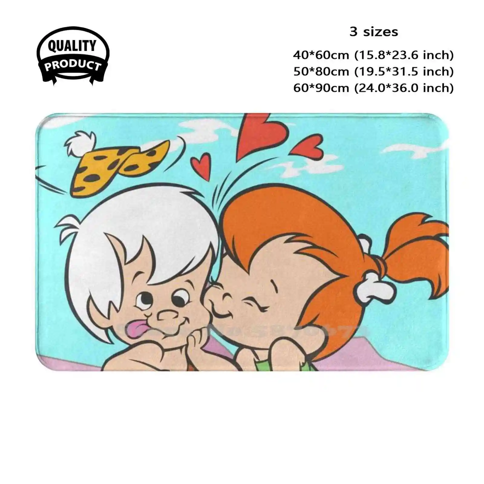 Flintstones Pebbles And Bambam Kiss Soft Cushion Home Carpet Door Mat Car Rug Cartoon Stoneage Pebbles Bamm Bamm Babys