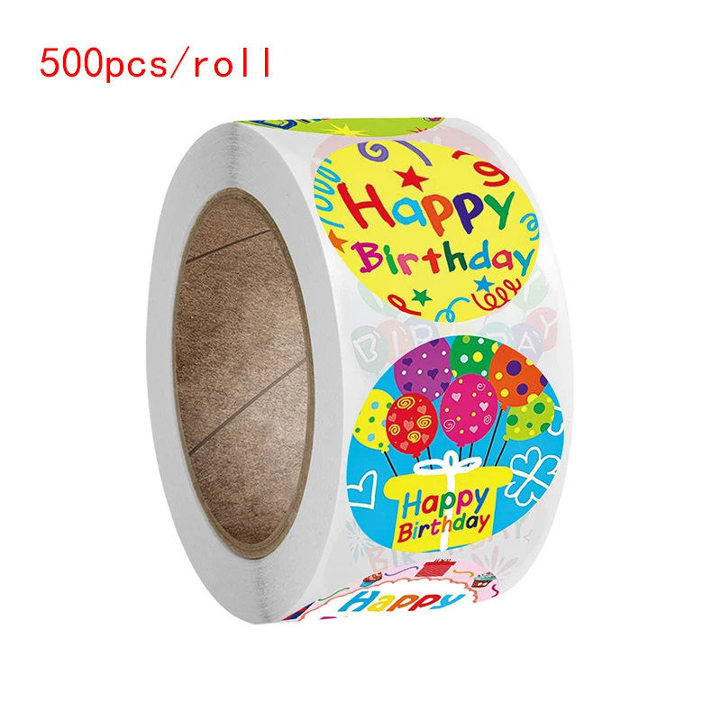 

25mm/1 inch Cartoon Happy Birthday Stickers Gift Packing Decorative Stickers For Friends Party Decorative Stickers