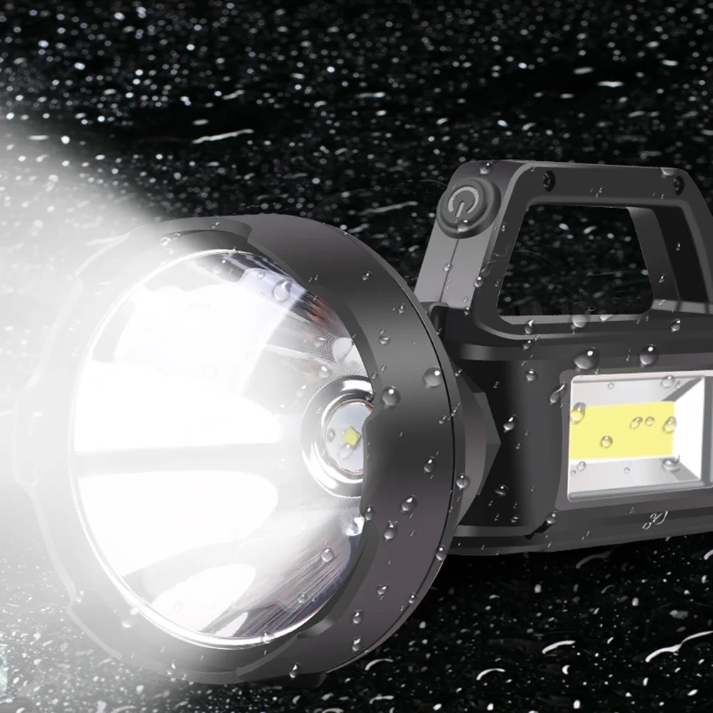 Powerful LED Flashlight Portable XHP50.2 Torch USB Rechargeable Searchlight Waterproof Spotlight with Base Fishing Light Lantern