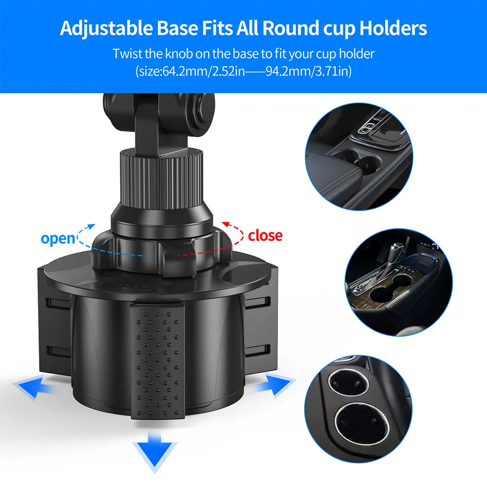 [Upgraded Version] Cup Holder Phone Mount,Miracase Long Neck Never Shake Car Cup Phone Holder Cradle Car Mount for iPhone 12/12