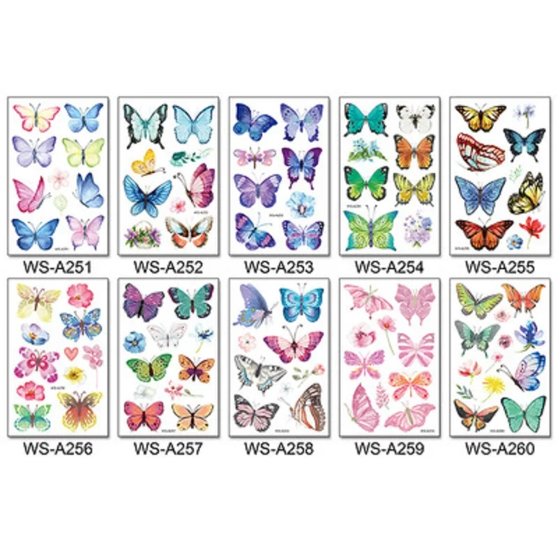 Temporary Tattoo for Women Child Tattoo Stickers Waterproof Butterfly Transfer Paste on Face Arm Leg for Children Body Art Girls