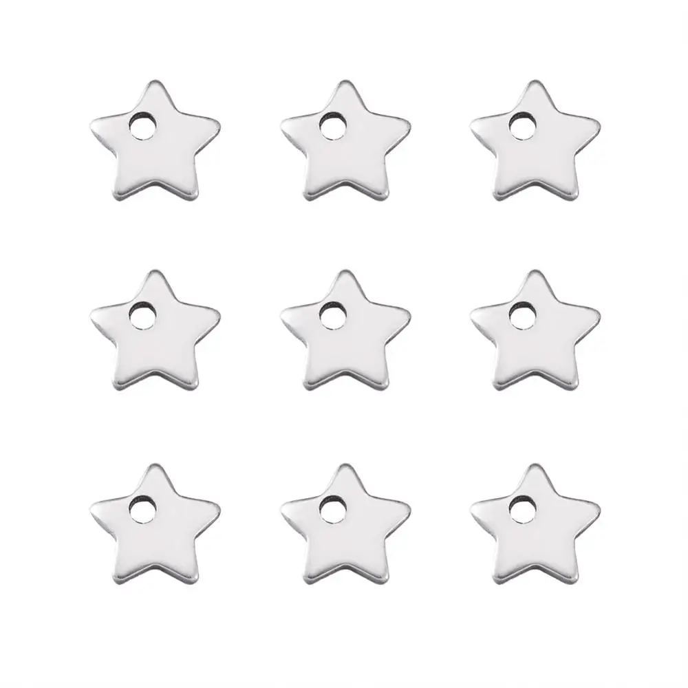 

20pcs 304 Stainless Steel Mini Stars Charms Necklace Pendants For DIY Jewelry Making Finding Accessories 6x6x1mm Hole: 0.5mm