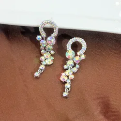 2024 Retro Luxury Flower Drop Earrings for Women Girls Temperament Colorful Rhinestone Black Color Earring Party Wedding Jewelry