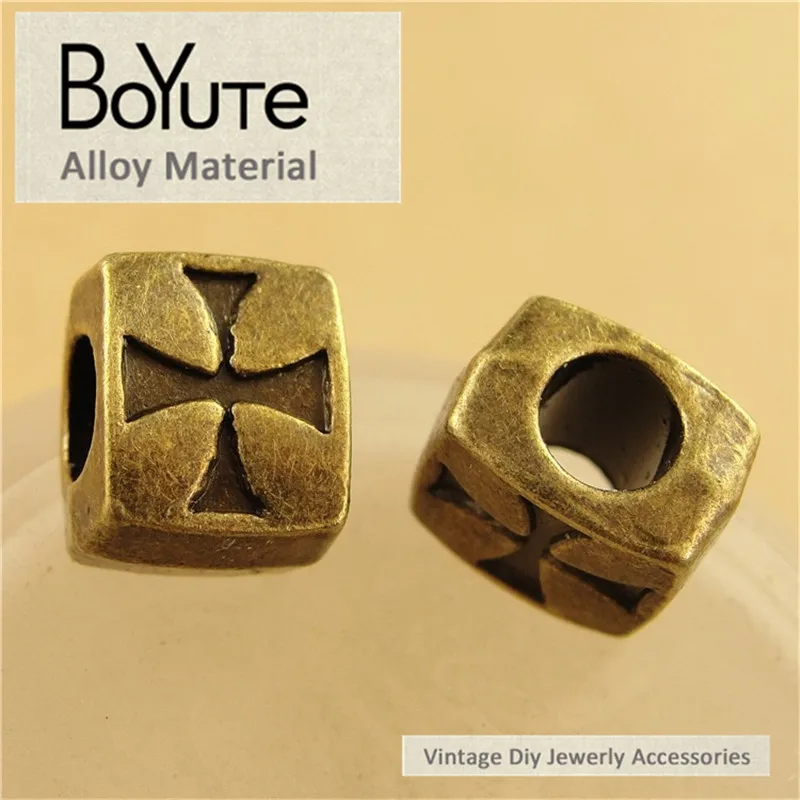 BoYuTe (50 Pieces/Lot) 10*8MM Antique Bronze Plated Zinc Alloy Vintage Big Hole Crown Beads for Jewelry Findings Accessories image 2