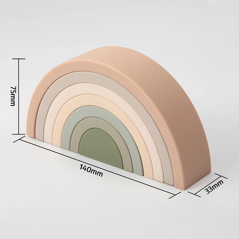 TYRY.HU-décennie s de construction 3D Montessori pour bébé, jouets en silicone, nuits douces arc-en-ciel, cadeau empilable, le plus récent, 7 pièces, 10 pièces