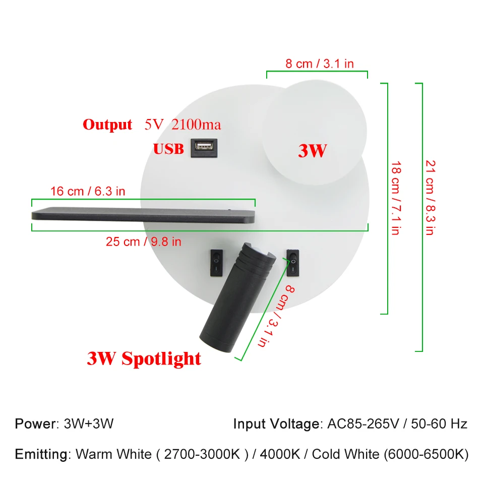 Indoor led wall lamps DC5V USB charge led wall light bedroom modern wall lamp stair study livingroom Shelf sconce