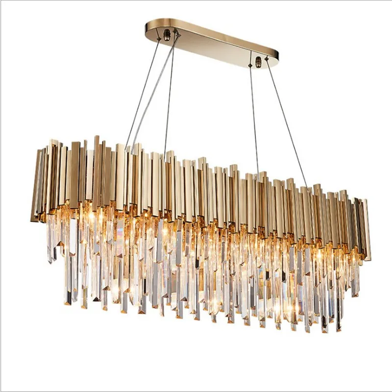 

Modern Oval Crystal Chandelier Lighting Lustre Cristal Chandeliers Hanging Light Gold Finish E12/E14 110V/220V