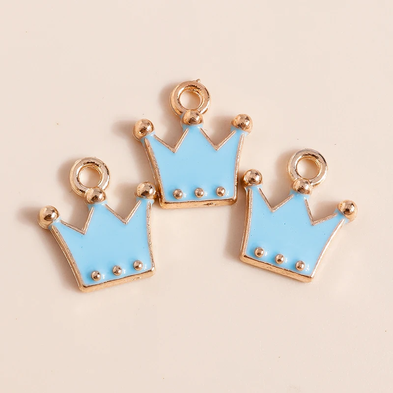 10pcs 12*11mm Cute Enamel Crown Charms Pendants for Necklace Earrings Keychain Diy Jewelry Making Accessories