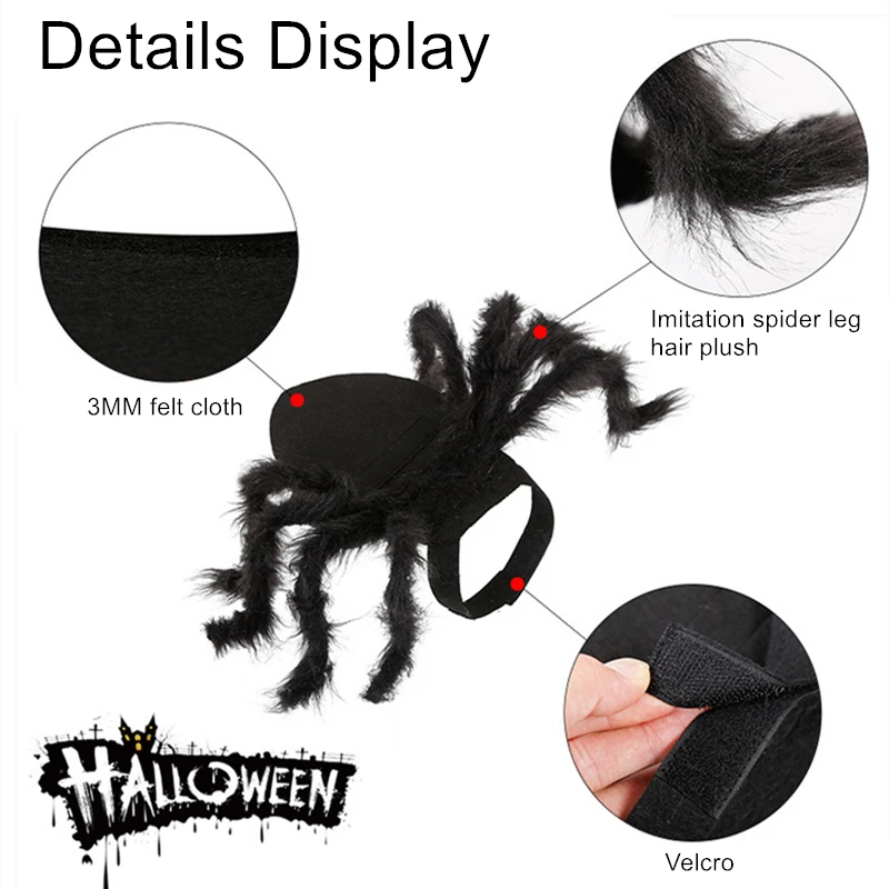 Halloween Spider Costume for Dog Cat Halloween Pet Costume Party Supply Spider Cosplay Costumes for Small Medium Dogs and Cats