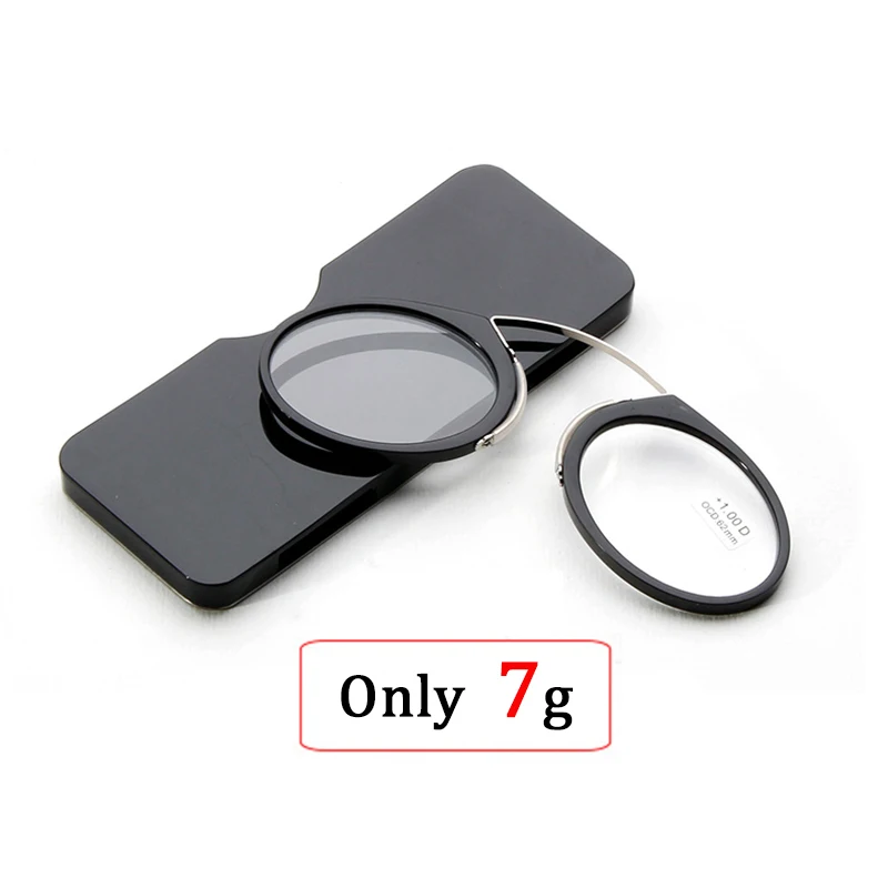 2021 Titan Mini Lesebrille Clip Nase Runde Optische Gläser Mit Box Brieftasche Tragbare Rezept Brillen Grad 1 Bis 3,5 – Detail 2