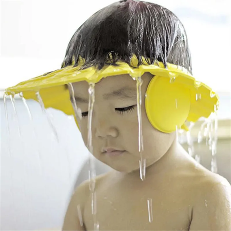 2PCS Safe Shampoo Shower Bathing Bath Protect Soft Cap Hat For Baby Wash Hair Shield Bebes Children Bathing Shower Cap Hat Kids 