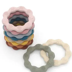 Mordedor de silicona de grado alimenticio para bebé, juguete Molar para cuidado de la salud, cognición táctil, agarre para recién nacido, juguetes de dentición, regalo de Baby Shower sin BPA