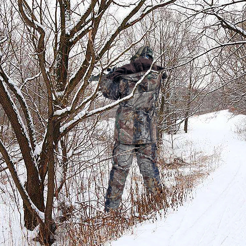 Tactical Winter Thermal Fleece Hunting Suits Men\'s Waterproof Bionic Camouflage Clothing Ghillie Suit Camo Windbreaker Jacket