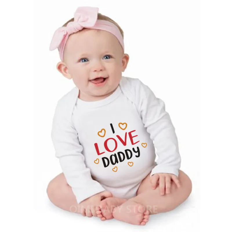 

Autumn Winte Bodysuit White Baby Onesie I LOVE DADDY Long Sleeve Cotton Clothes Baby Newborn One Piece Infant Jumpsuits