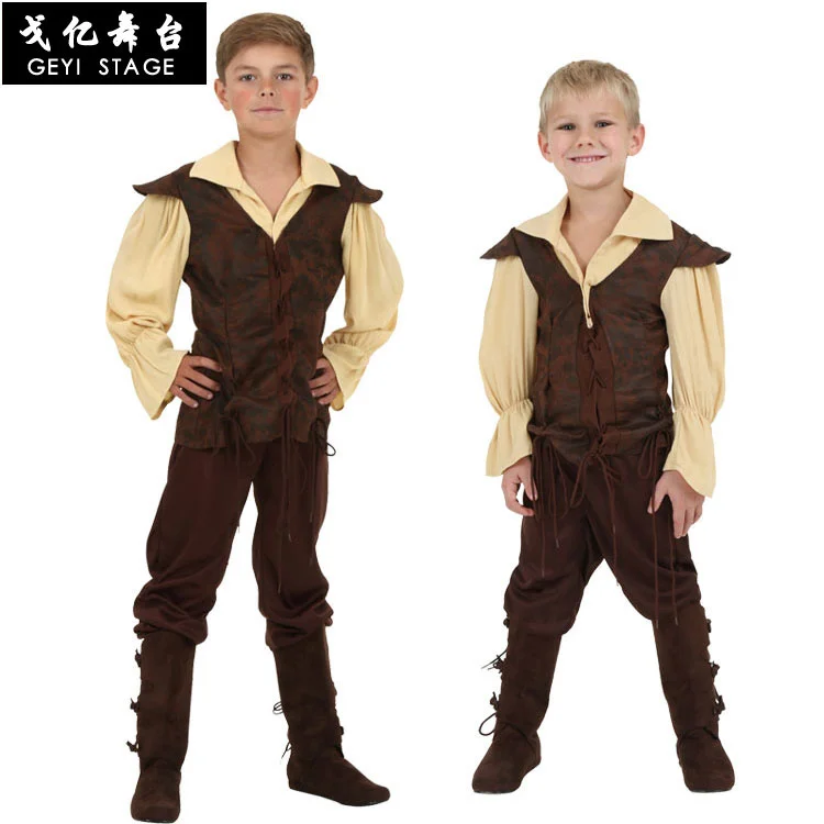 

Halloween Stage Play Costumes Children Male Renaissance Princes and Aristocrats Dress Up Boys Performance Costumes