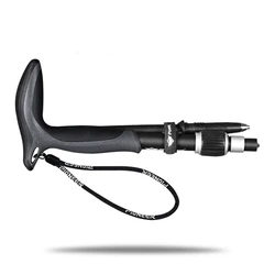 Pioneer 1 Pcs Carbon Fiber T Handle Walking Sticks Outdoor 5 Sections Matte Ultralight Trekking Pole Hiking Cane For Camping