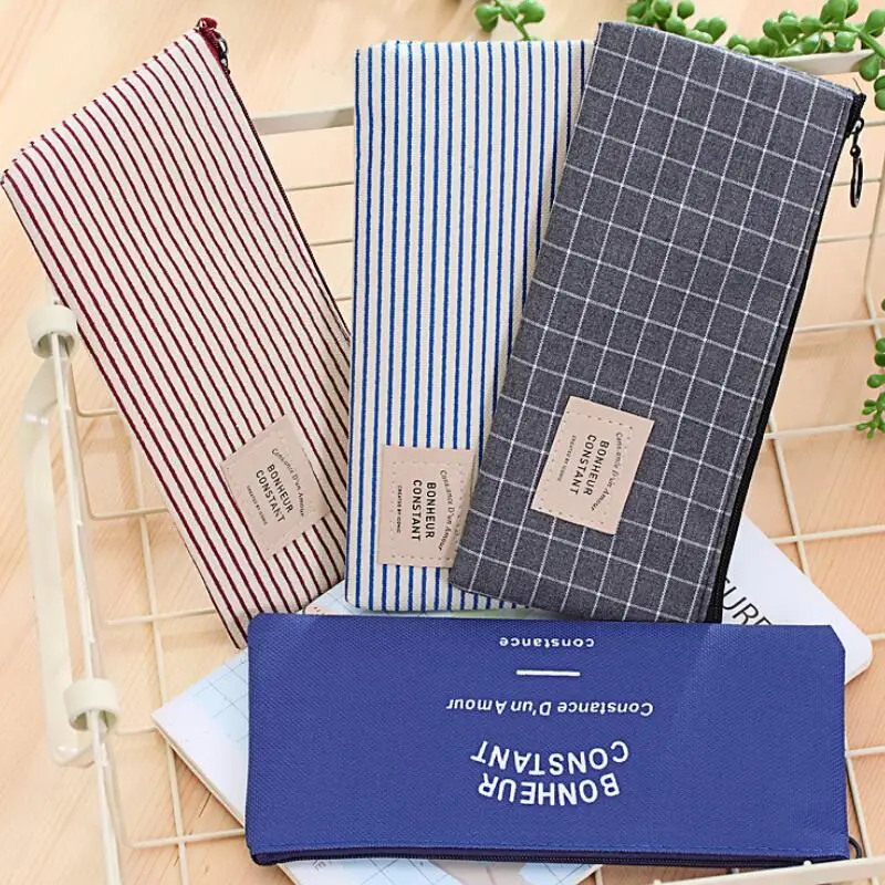 Popular Stationery Canvas Pencil Case school Pencil Bag School Pencil Case Office School Supplies Pen Bag LX8005