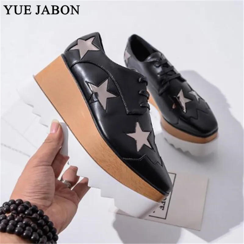 Hot Platform Wedges Real Leather Women Casual Shoes Sexy Super Star Square Toe Lace Up Gladiator zapatos de mujer Heel Sneakers