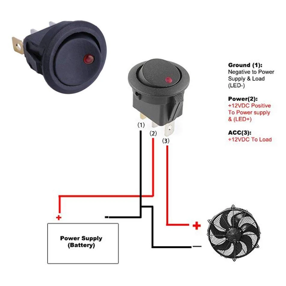 20Pcs 3 Pin 12V 20A Amps Auto Vrachtwagen Rocker Ronde Toggle Led Schakelaar Aan-uit Controle, blauw, Groen, Geel, Rood