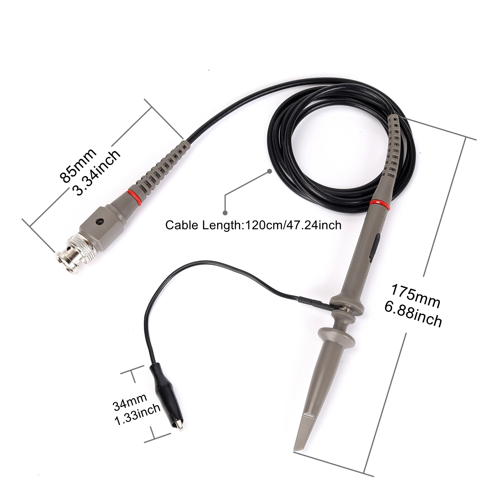 1Set 2x 100MHz Oscilloscope Clip Probes And 1xBNC-Q9 To Double Alligator Clip Test Cable Kit For Oscilloscope, Signal Generators